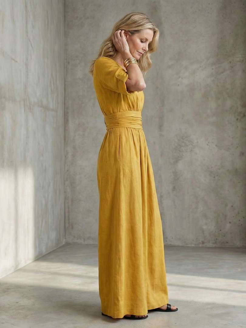 Combinaison large pour femme avec col en V croisé