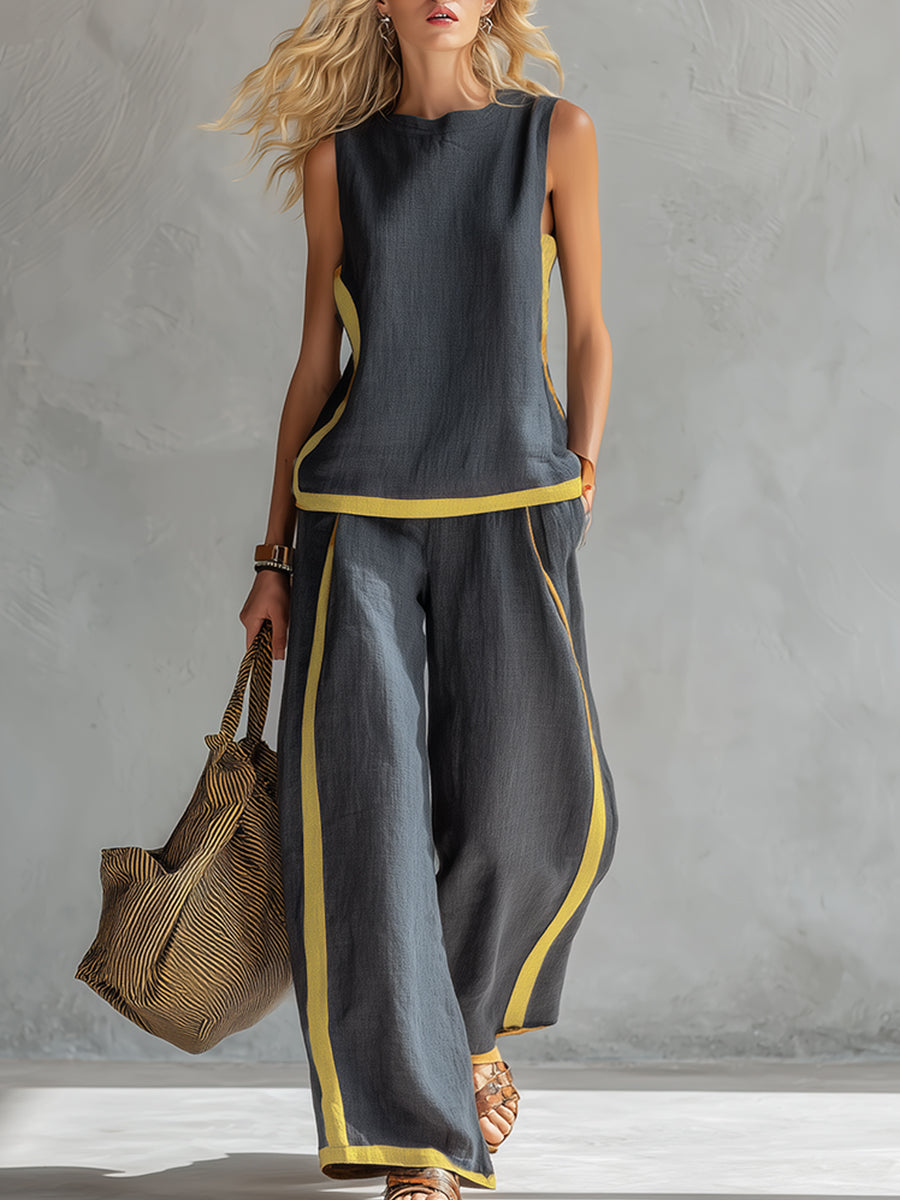 Women's Relaxed Fit Two-Piece Wide-Leg Set
