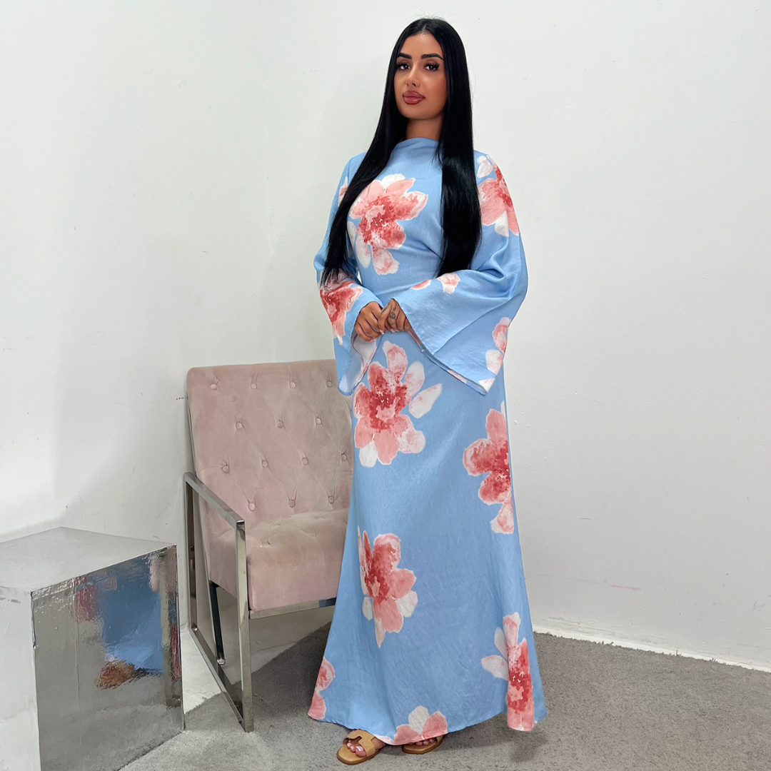Women's Modest Floral Loose Fit Maxi Dress