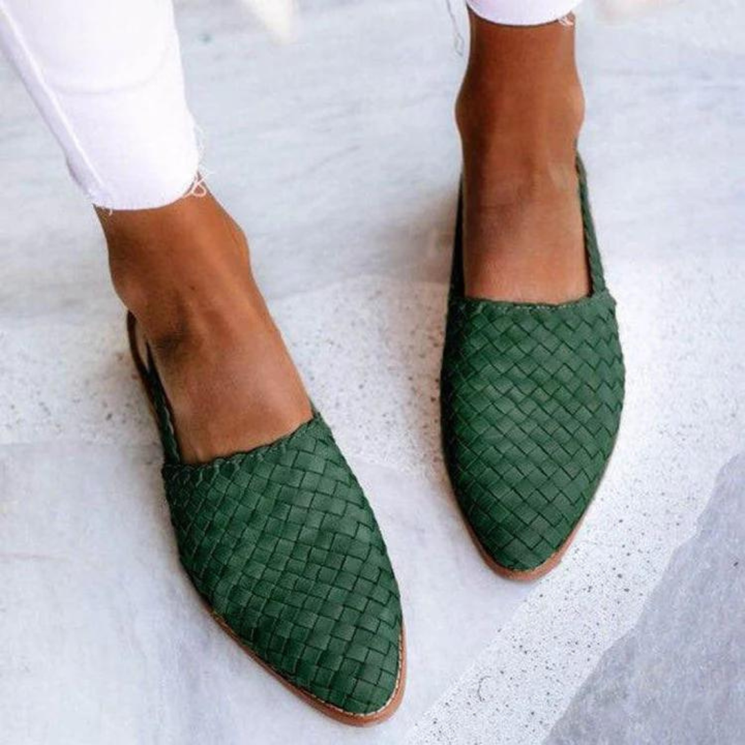 Mules plates tissées à enfiler pour femmes