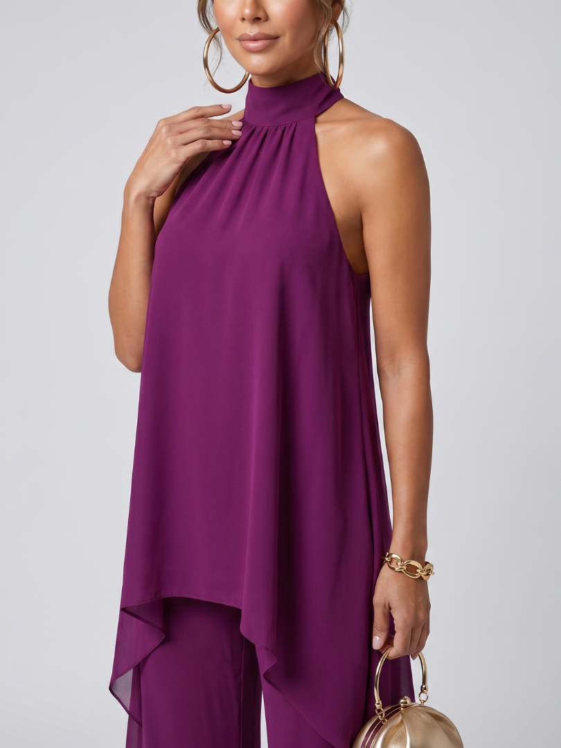 Women's Asymmetric Tunic & Wide Leg Pants Set