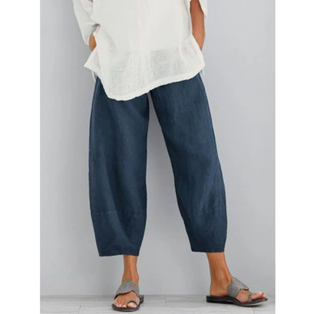 Pantalon de détente en lin pour femme