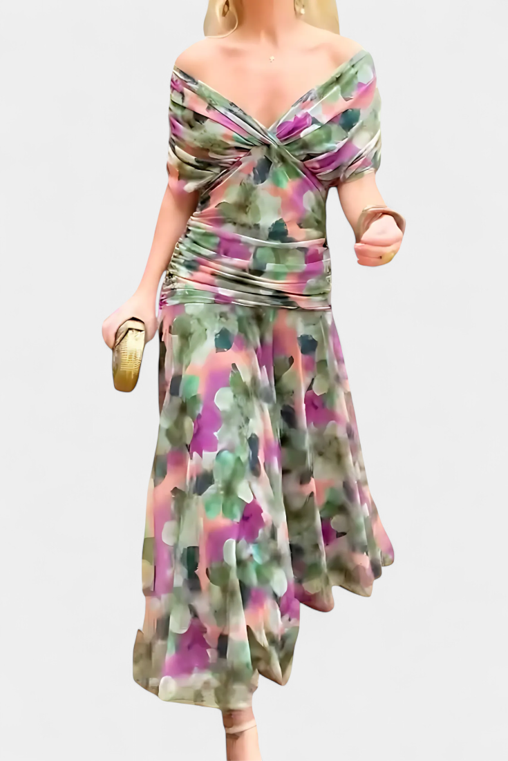 Women's Elegant Off-Shoulder Chiffon Maxi Dress