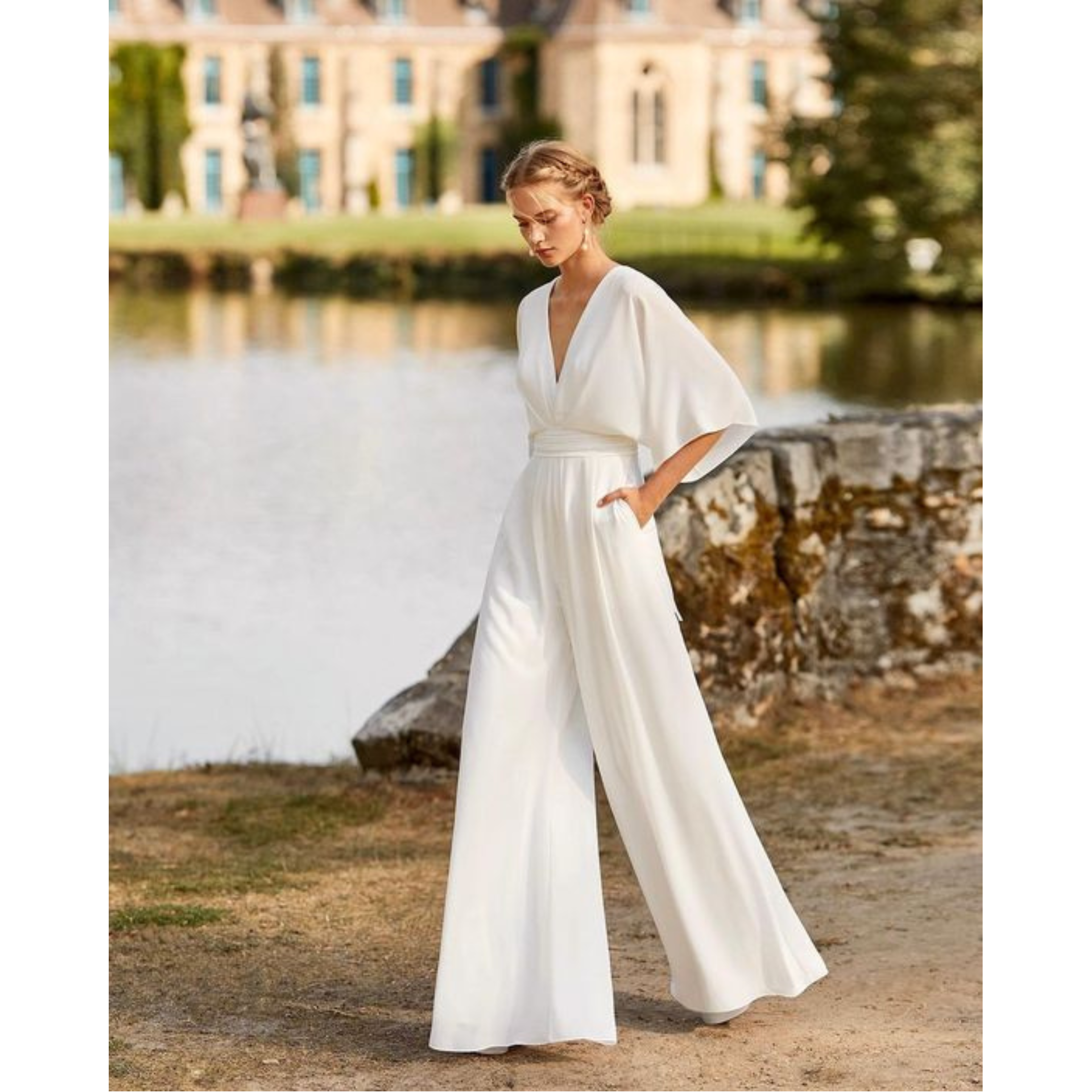 Women's Elegant Wide-Leg V-Neck Jumpsuit