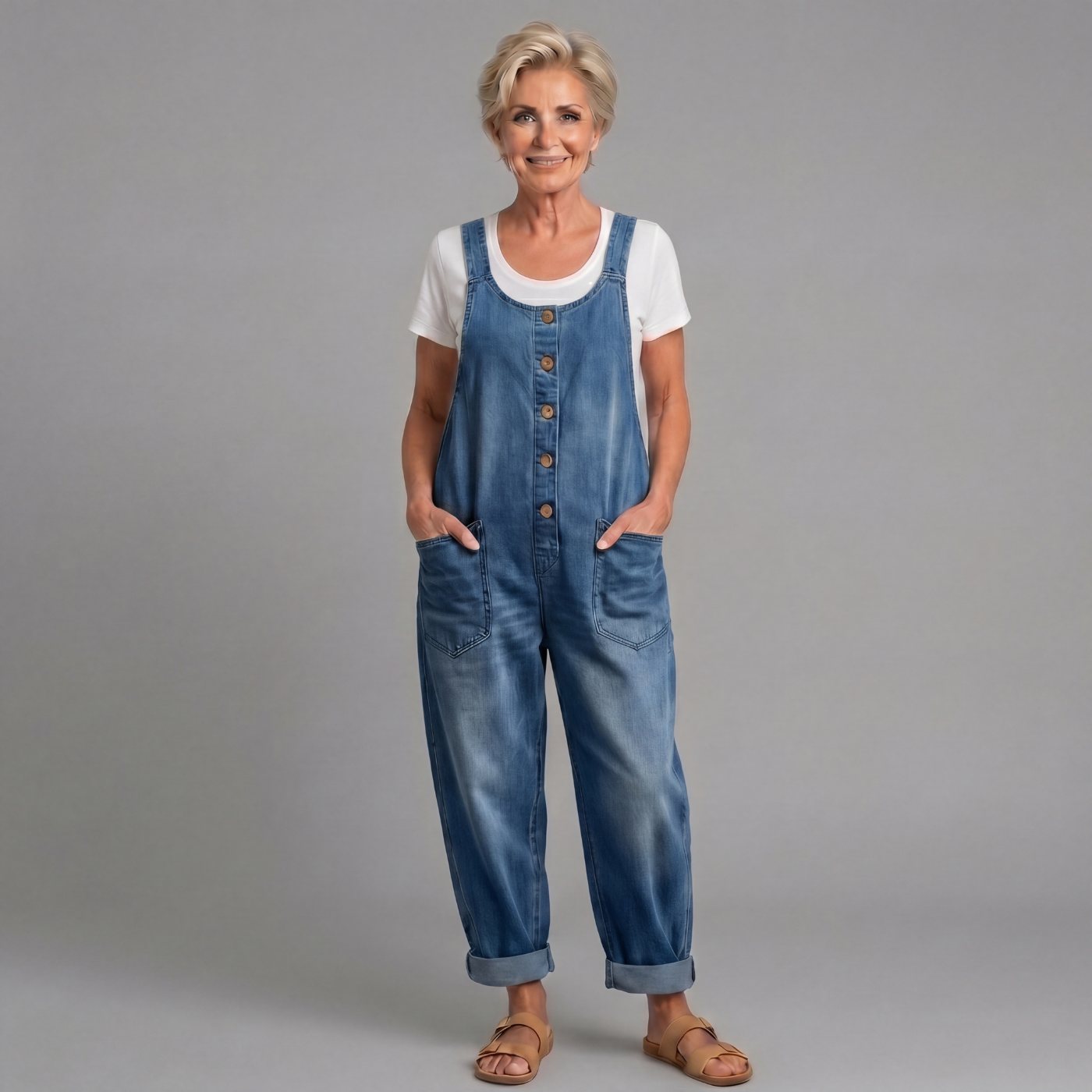 Women's Vintage Washed Denim Overalls