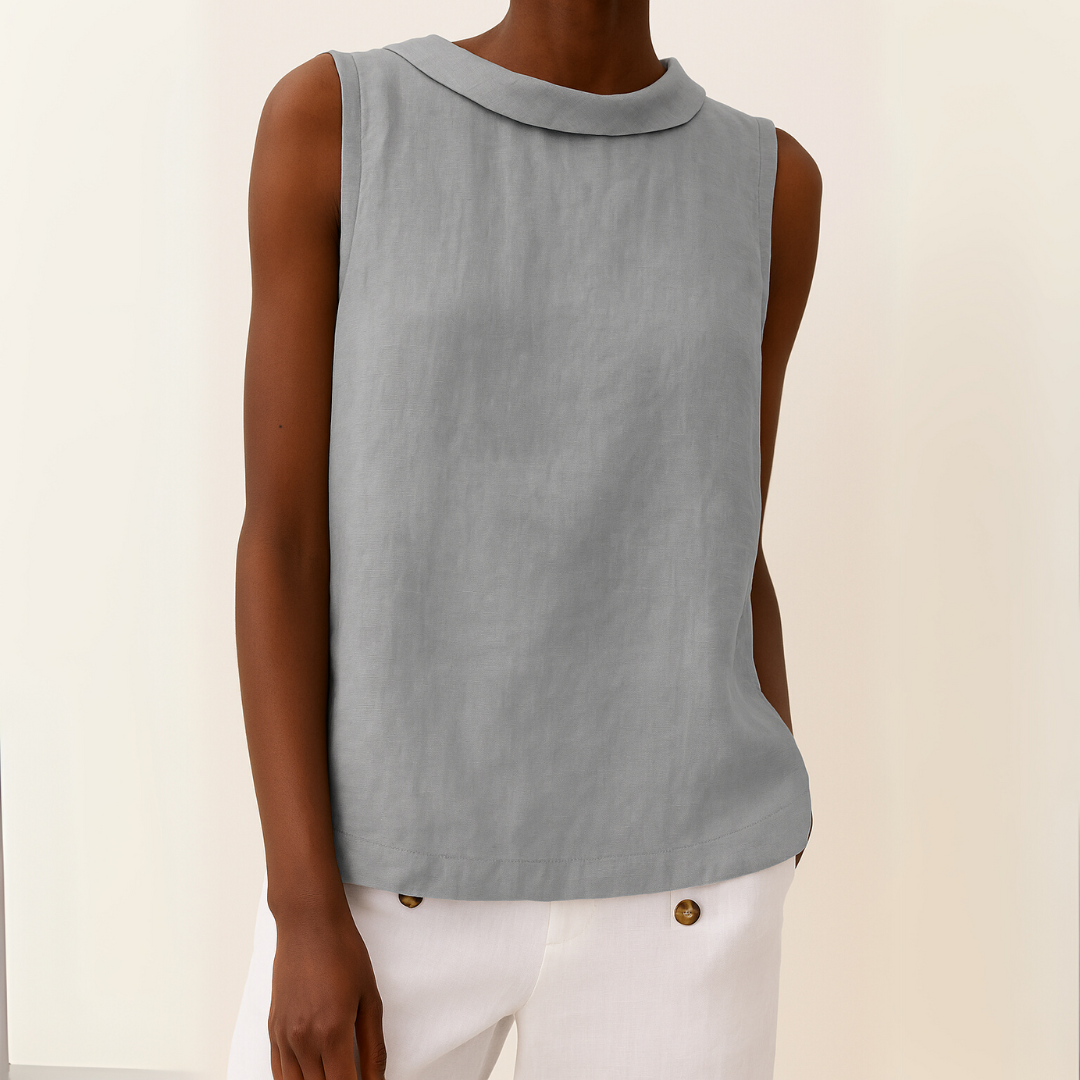 Women's Sleeveless Casual Blouse with Round Neck
