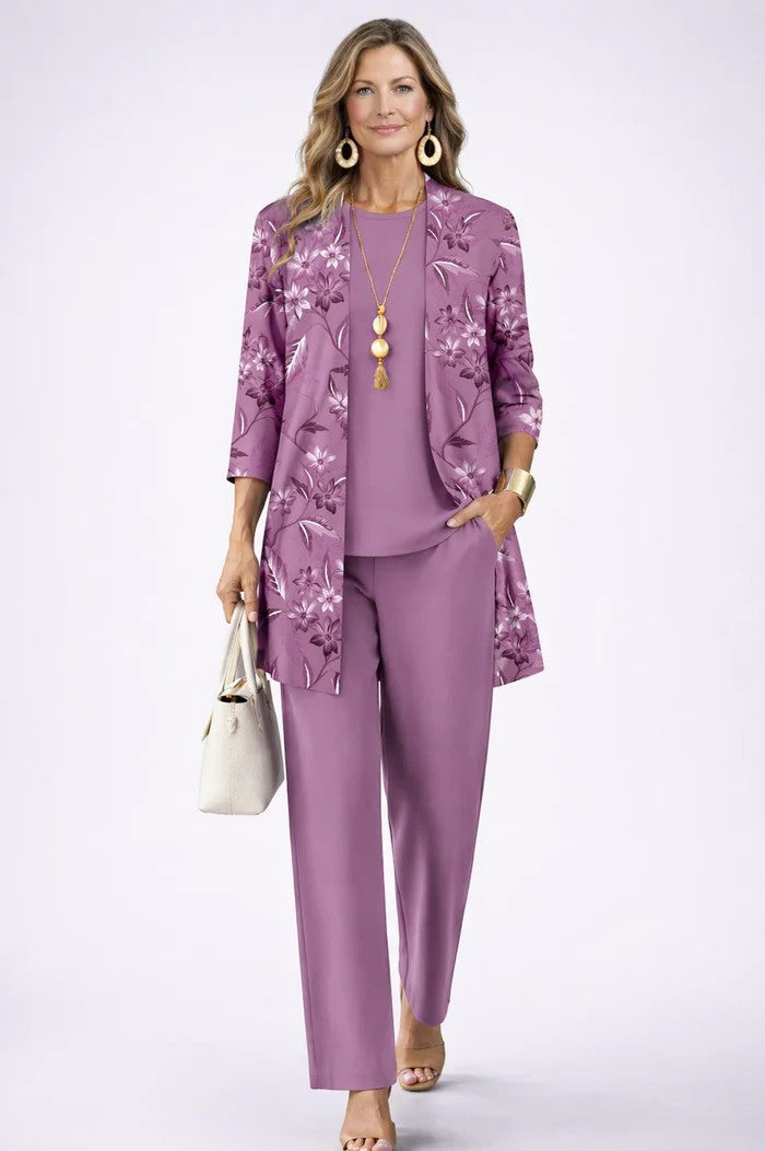 Women’s 3 Piece Set with Blazer, Top and Relaxed Trousers