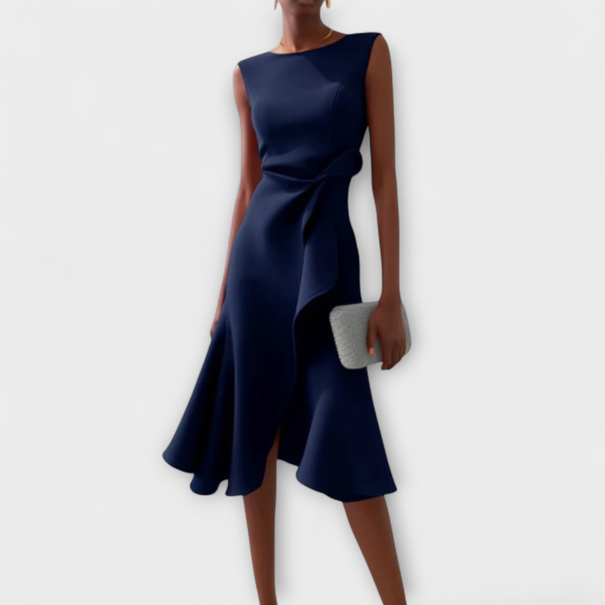 Robe midi asymétrique élégante drapée