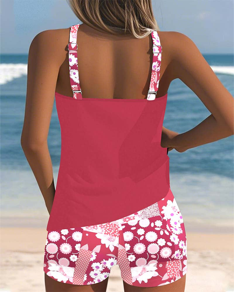 Ensemble de maillot de bain tankini imprimé floral pour femme