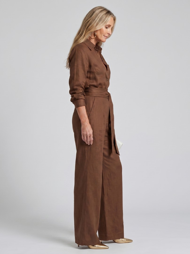 Women's Long Sleeve Wide Leg Jumpsuit