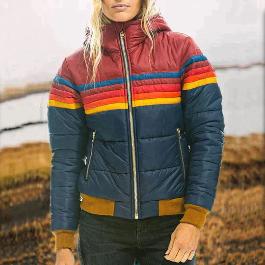 Stylish Retro Striped Women's Padded Jacket
