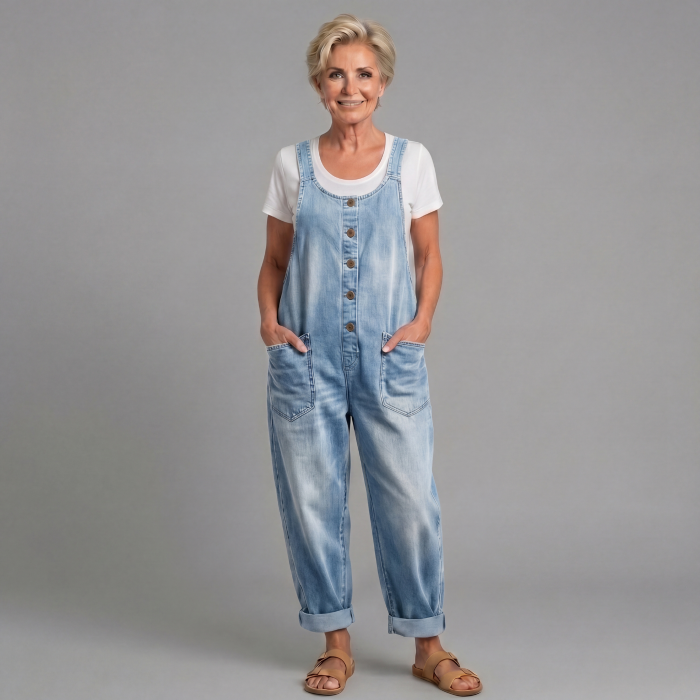 Women's Vintage Washed Denim Overalls
