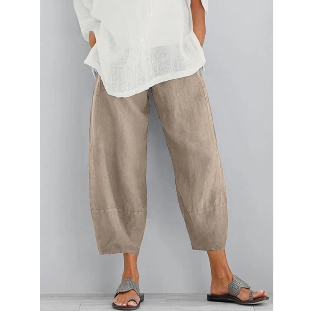 Pantalon de détente en lin pour femme