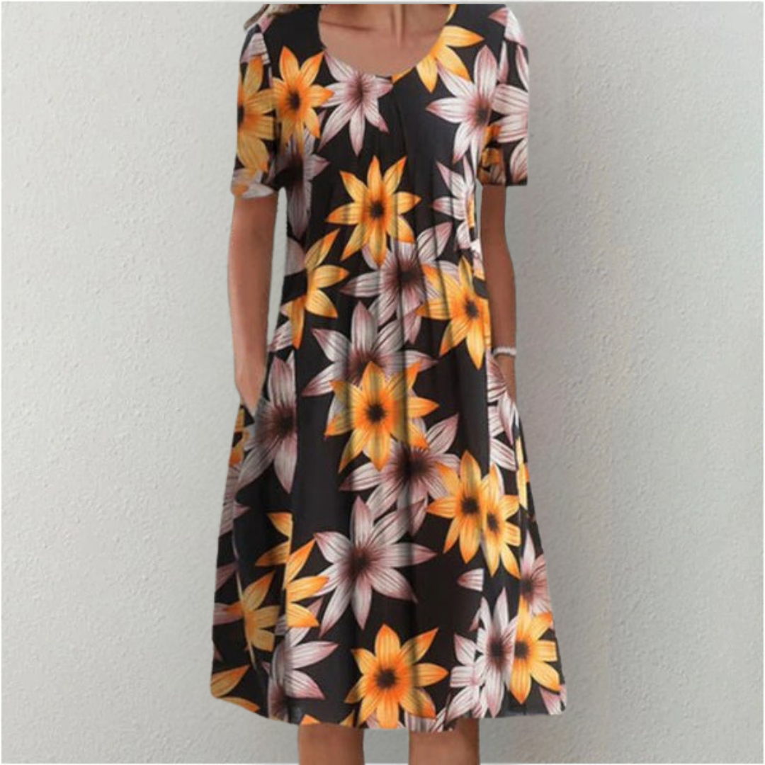 Women's Casual Floral Style Print Midi Dress