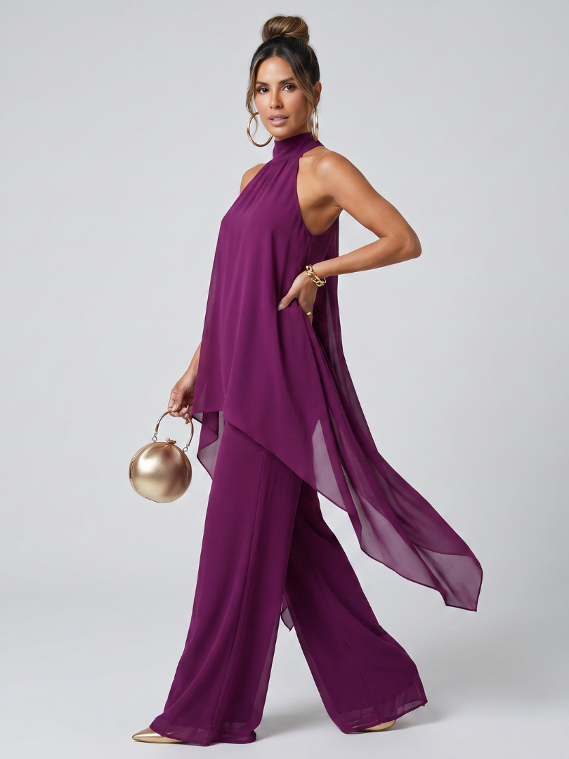 Women's Asymmetric Tunic & Wide Leg Pants Set