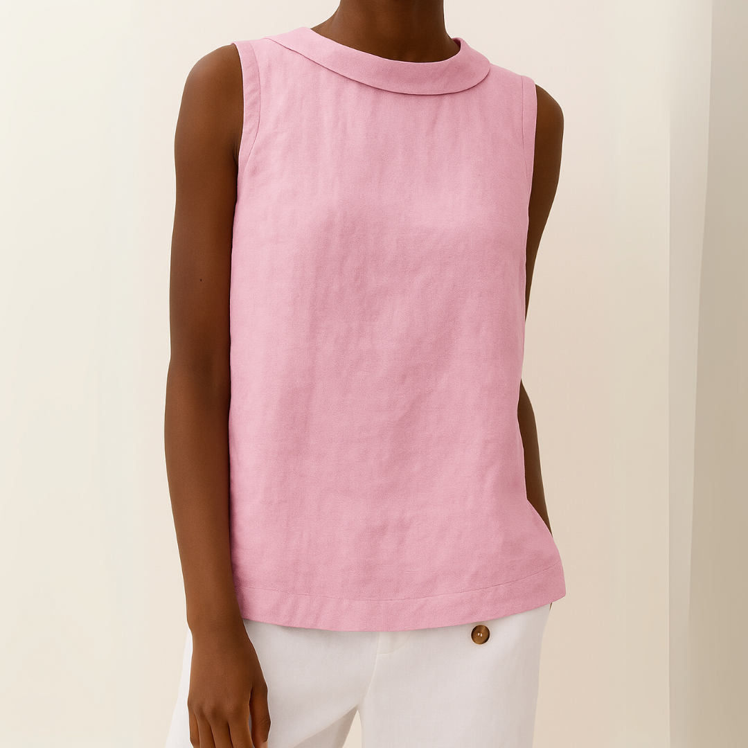 Women's Sleeveless Casual Blouse with Round Neck