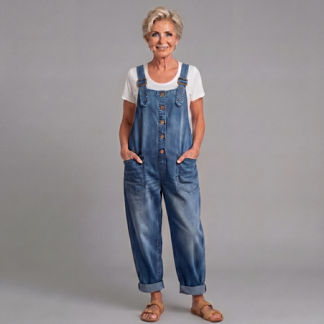 Women's Vintage Washed Denim Overalls