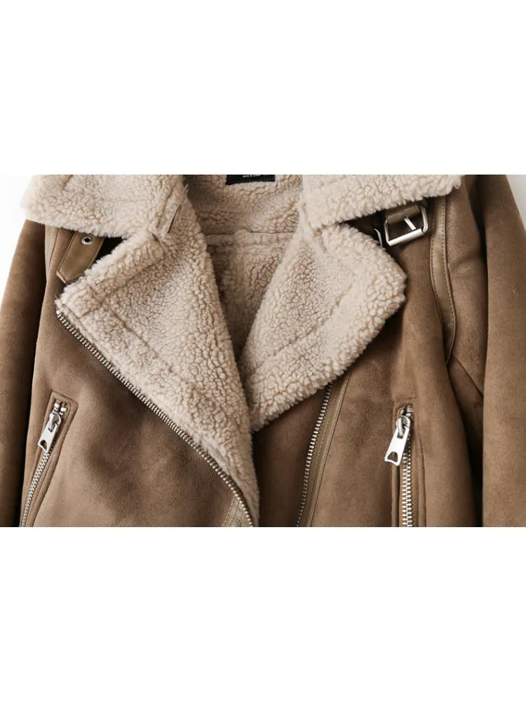 Women’s Faux Shearling Lined Biker Jacket