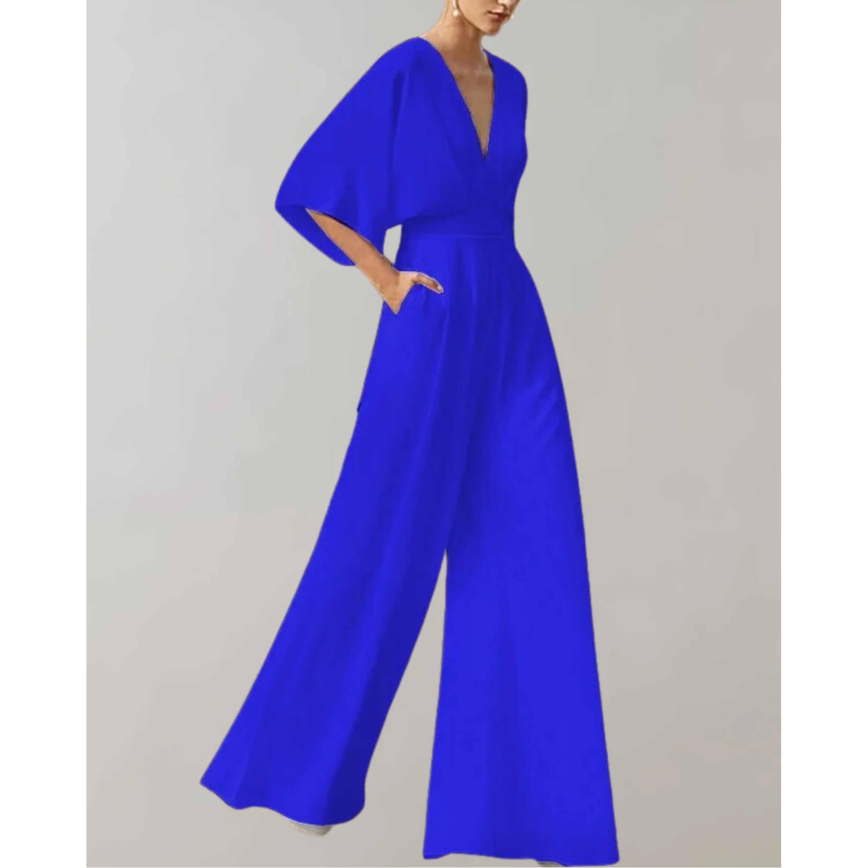 Women's Elegant Wide-Leg V-Neck Jumpsuit