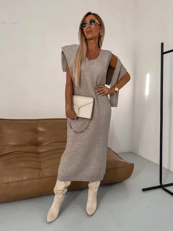 Women’s Turtleneck Knit Top & Midi Dress Co-Ord Set