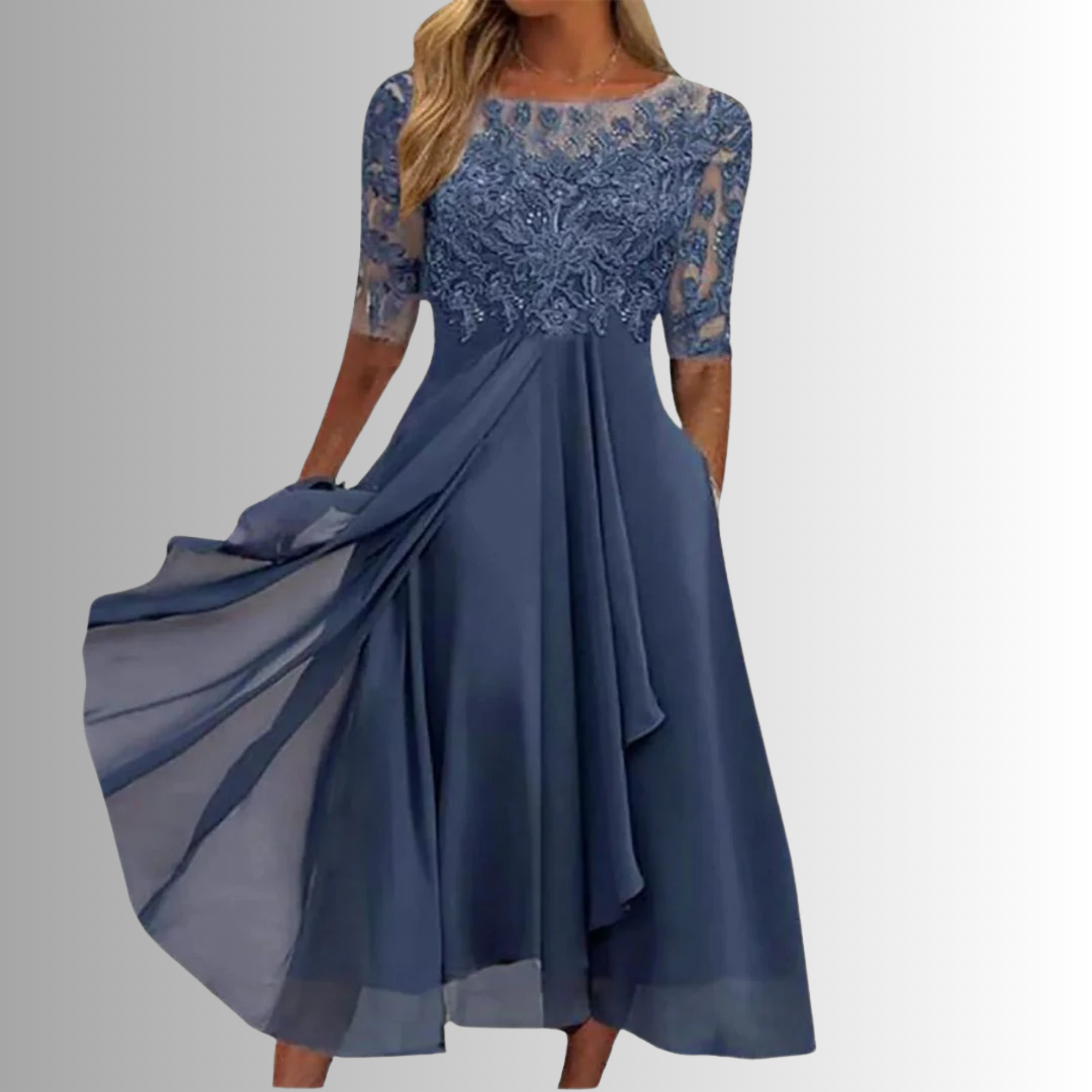 Robe Midi Élégante en Dentelle pour Femme, Occasions Spéciales