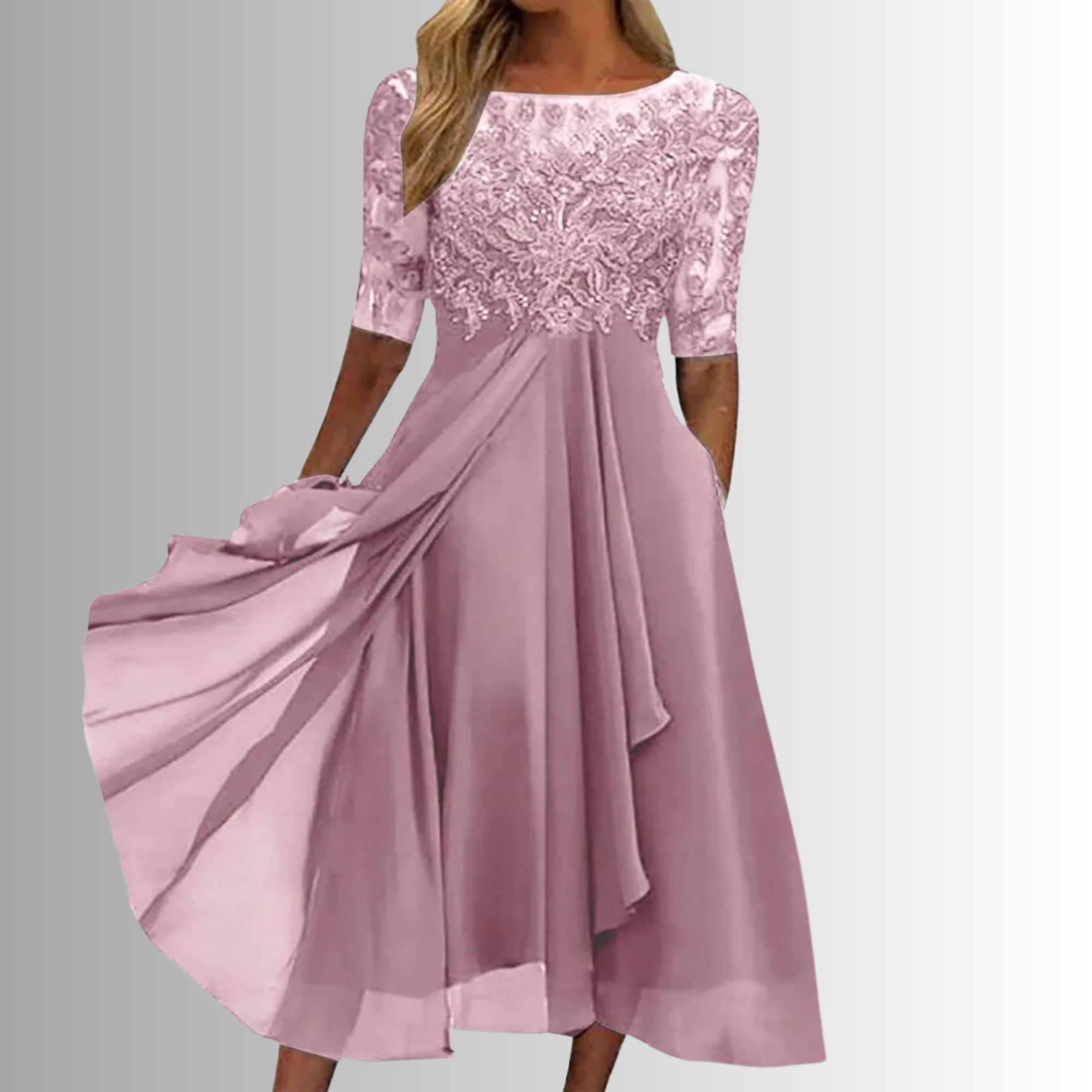 Robe Midi Élégante en Dentelle pour Femme, Occasions Spéciales