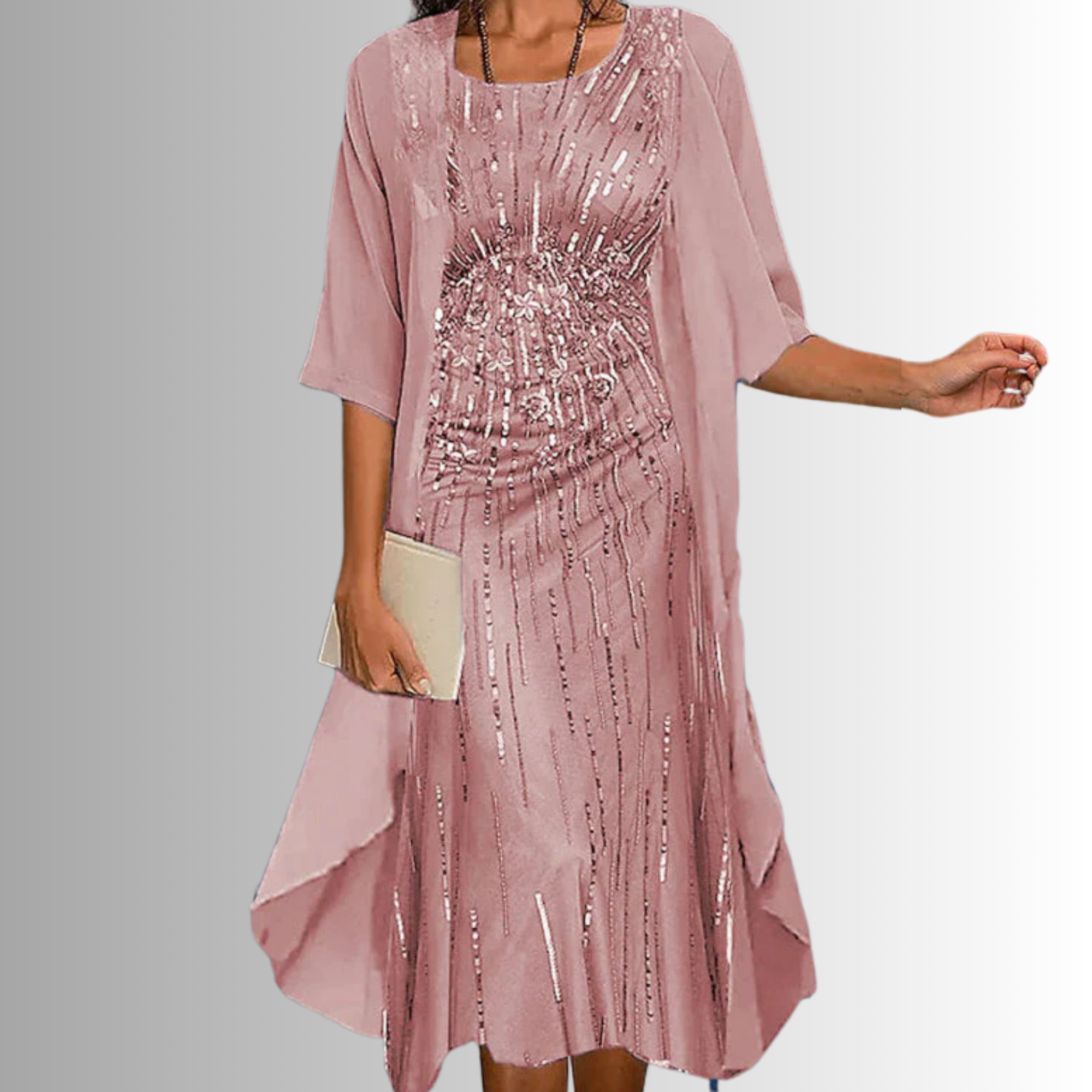 Women's Printed Open-Front Layered Midi Dress
