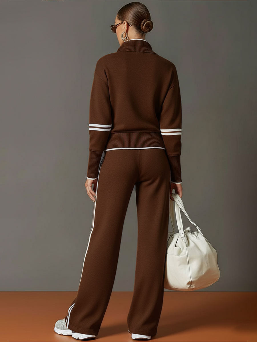 Women's Half-Zip Collared Top & Trouser Co-Ord Set