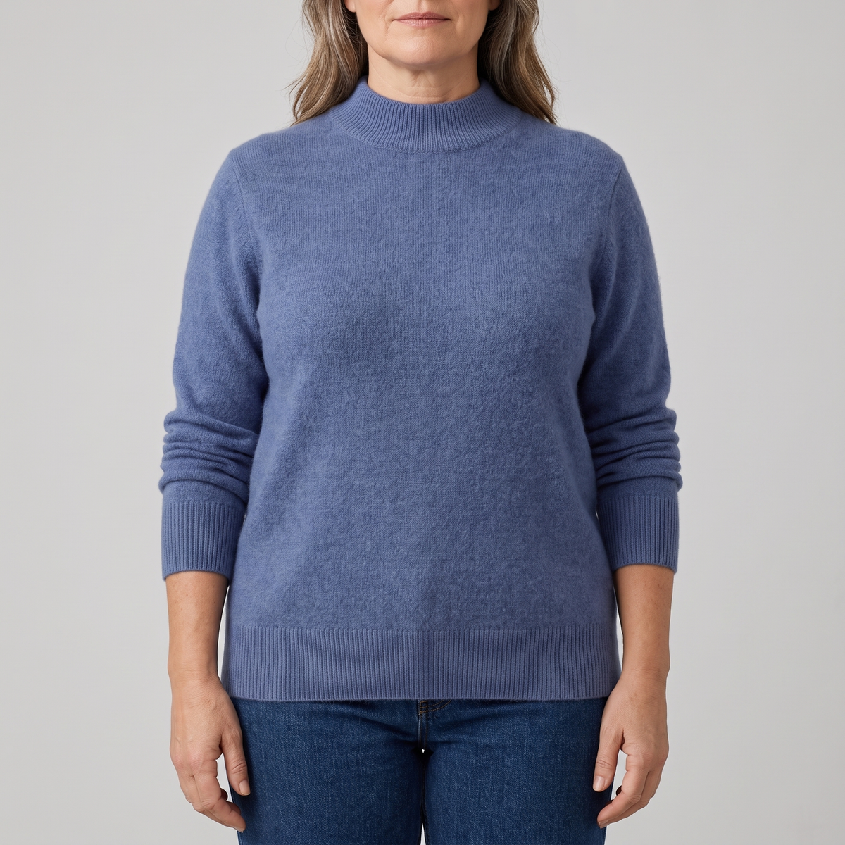 Pull en maille côtelée douce à col roulé pour femme