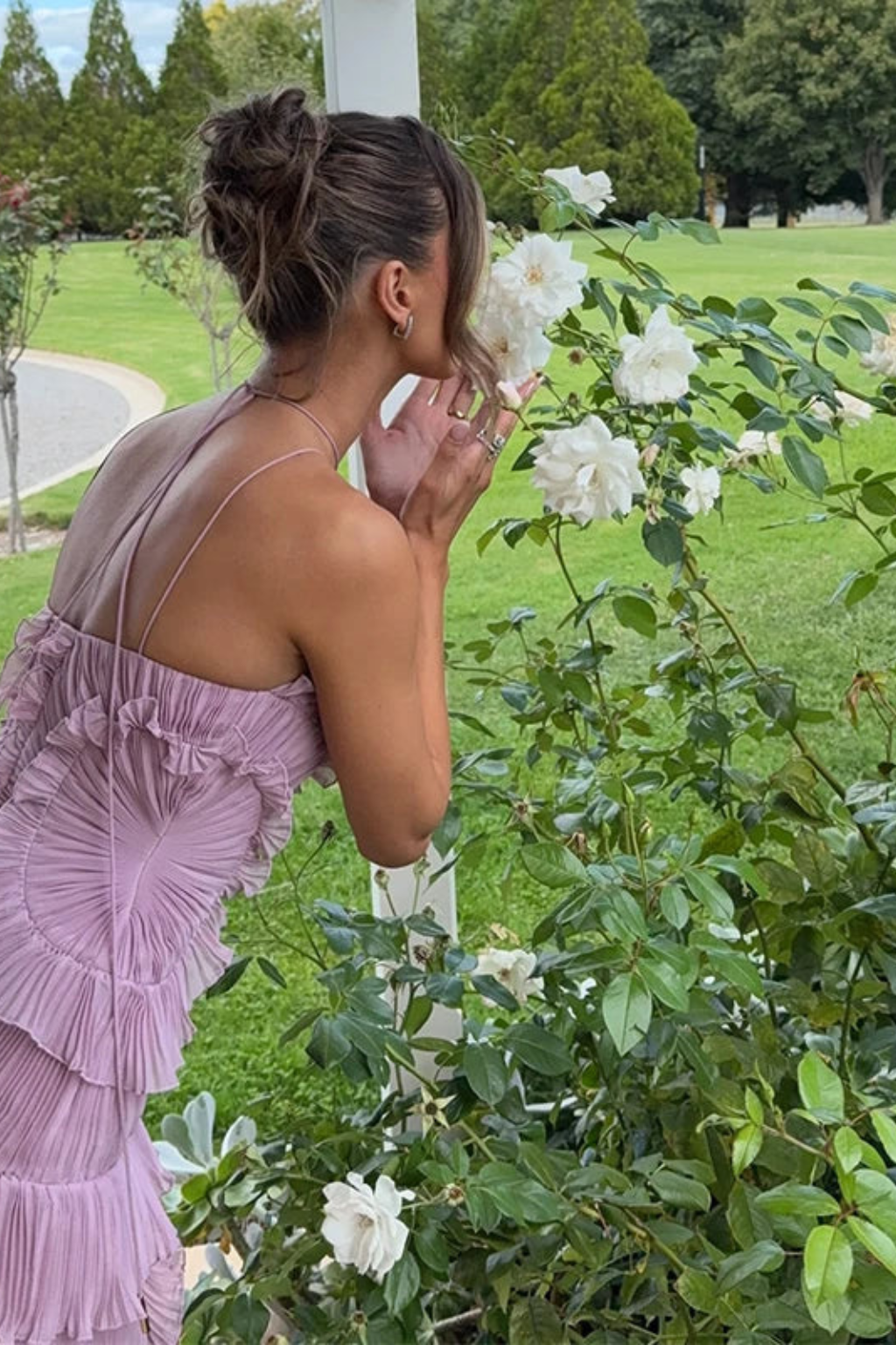 Robe maxi dos nu à volants pour femme, sans manches, col halter