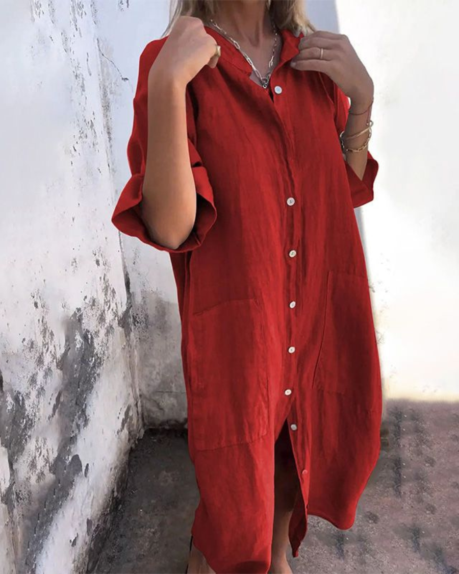 Women’s Oversized Loose Button Down Shirt Dress