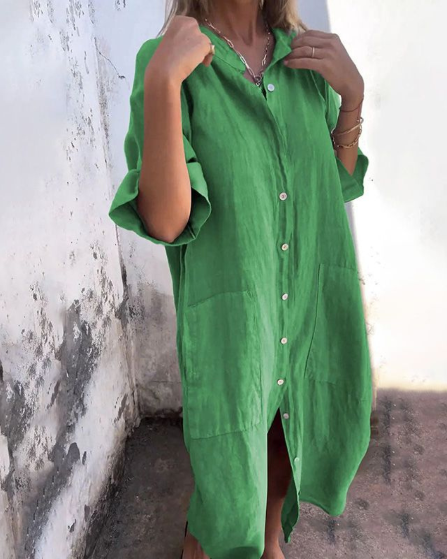 Women’s Oversized Loose Button Down Shirt Dress