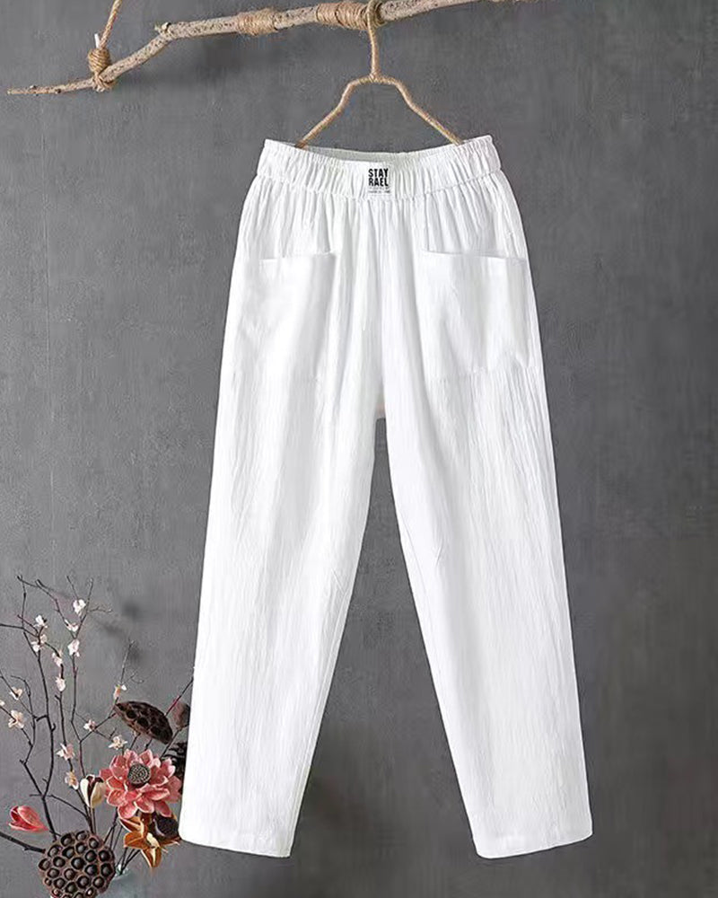 Women's Relaxed Casual Pants with Elastic Waist