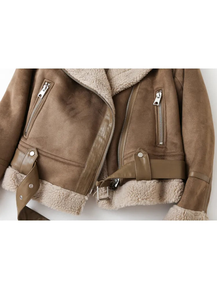 Women’s Faux Shearling Lined Biker Jacket