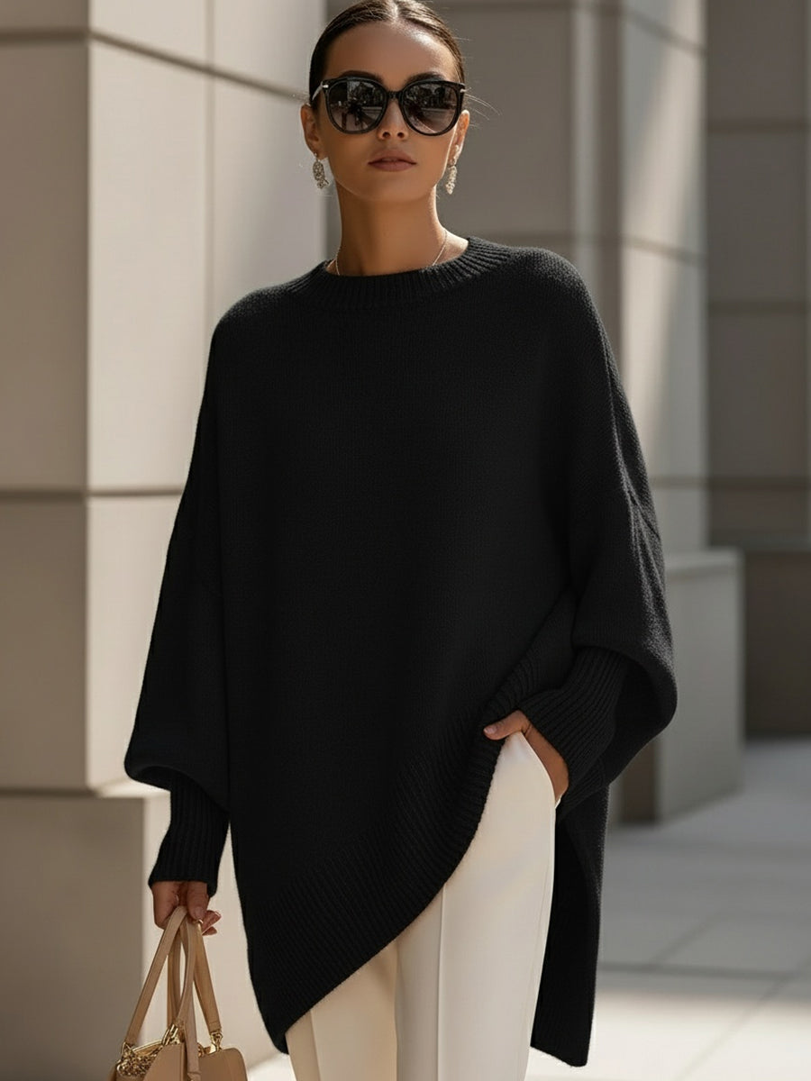 Women's Asymmetrical Batwing Knit Pullover Sweater