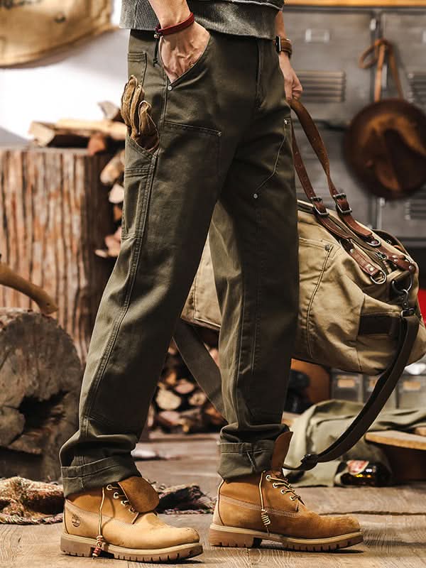 Pantaloni da lavoro utility da uomo a gamba dritta