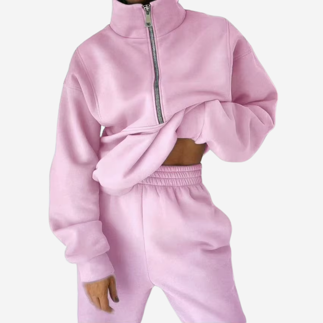 Women's Half-Zip Sweatshirt & Jogger Set