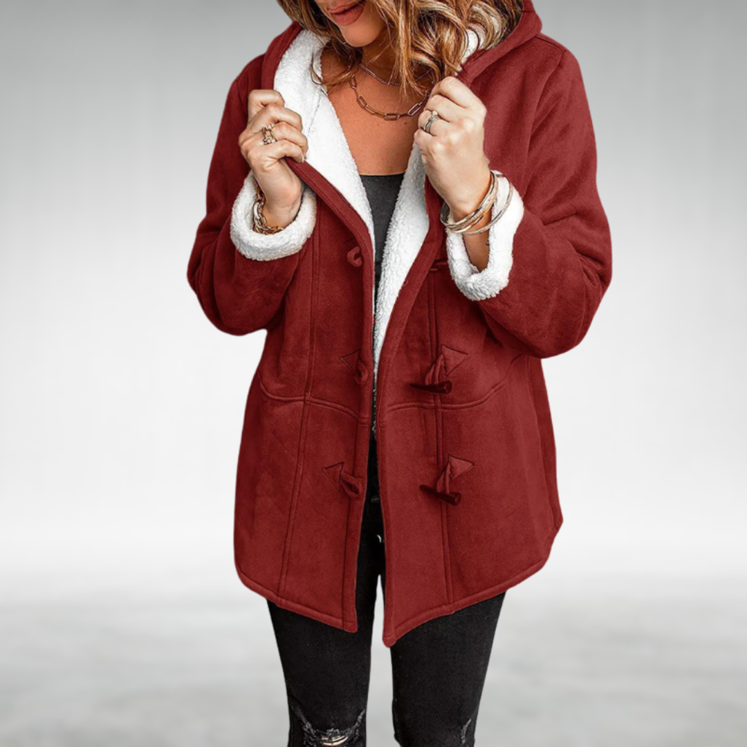Manteau d’hiver à capuche pour femme avec brandebourgs