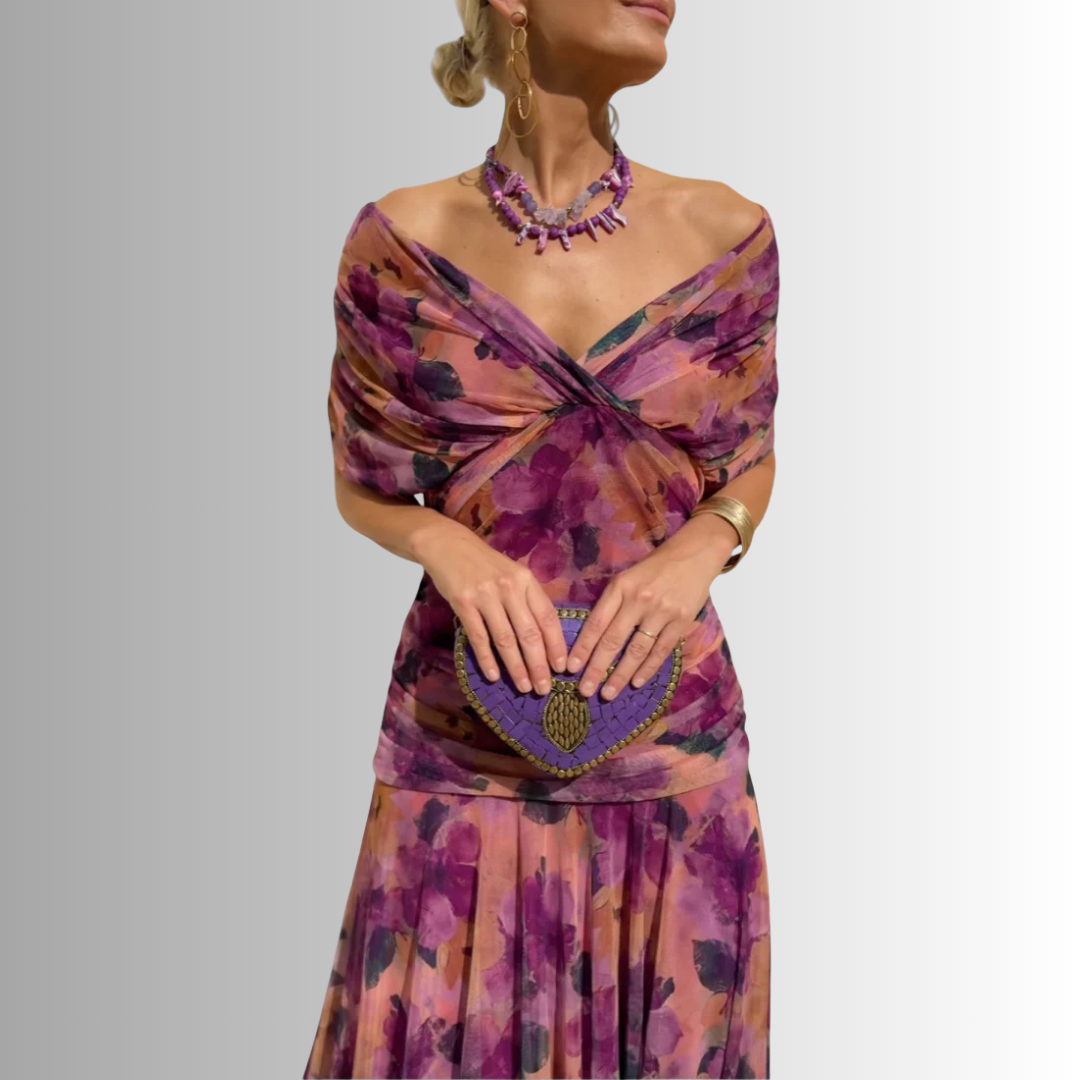 Elegant Off-Shoulder Chiffon Evening Maxi Dress for Women