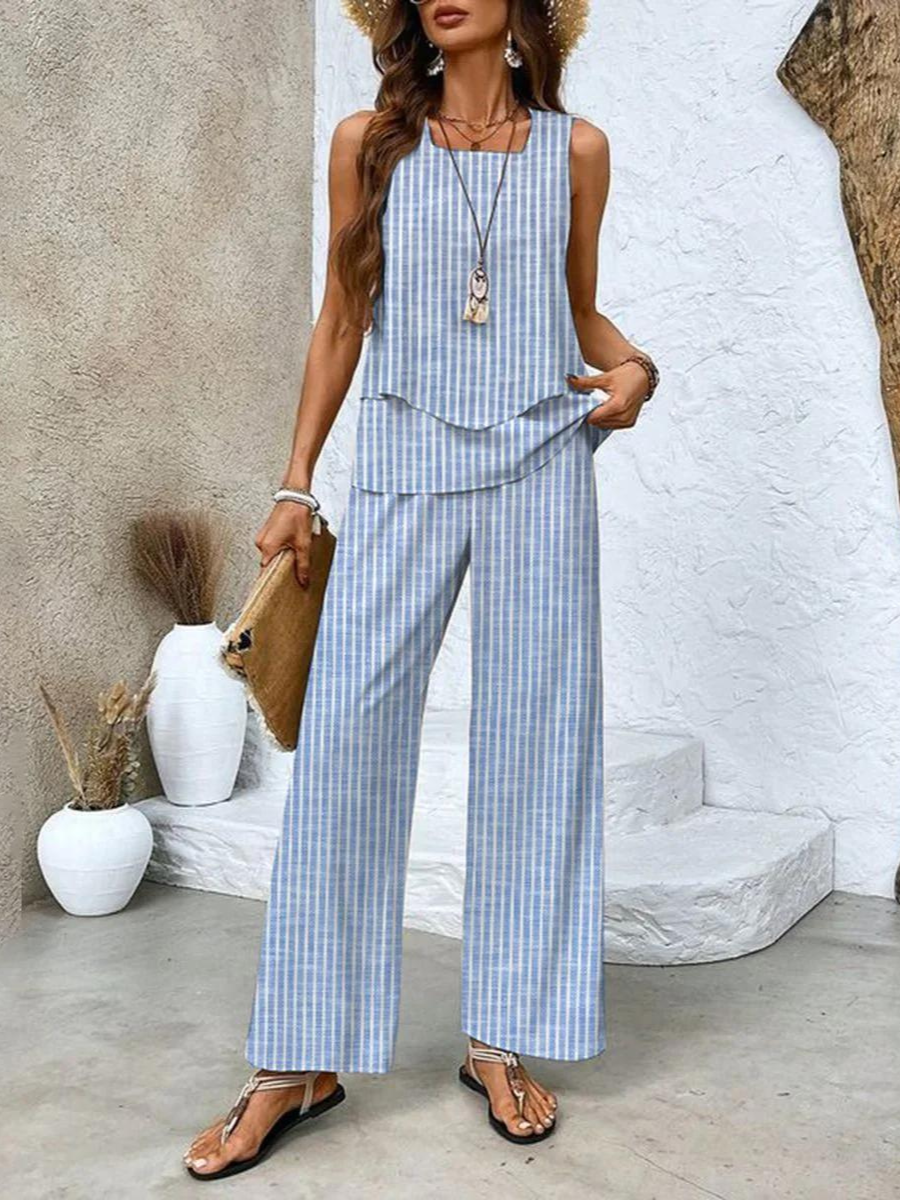 Ensemble décontracté assorti pour femme Pantalon fluide et débardeur