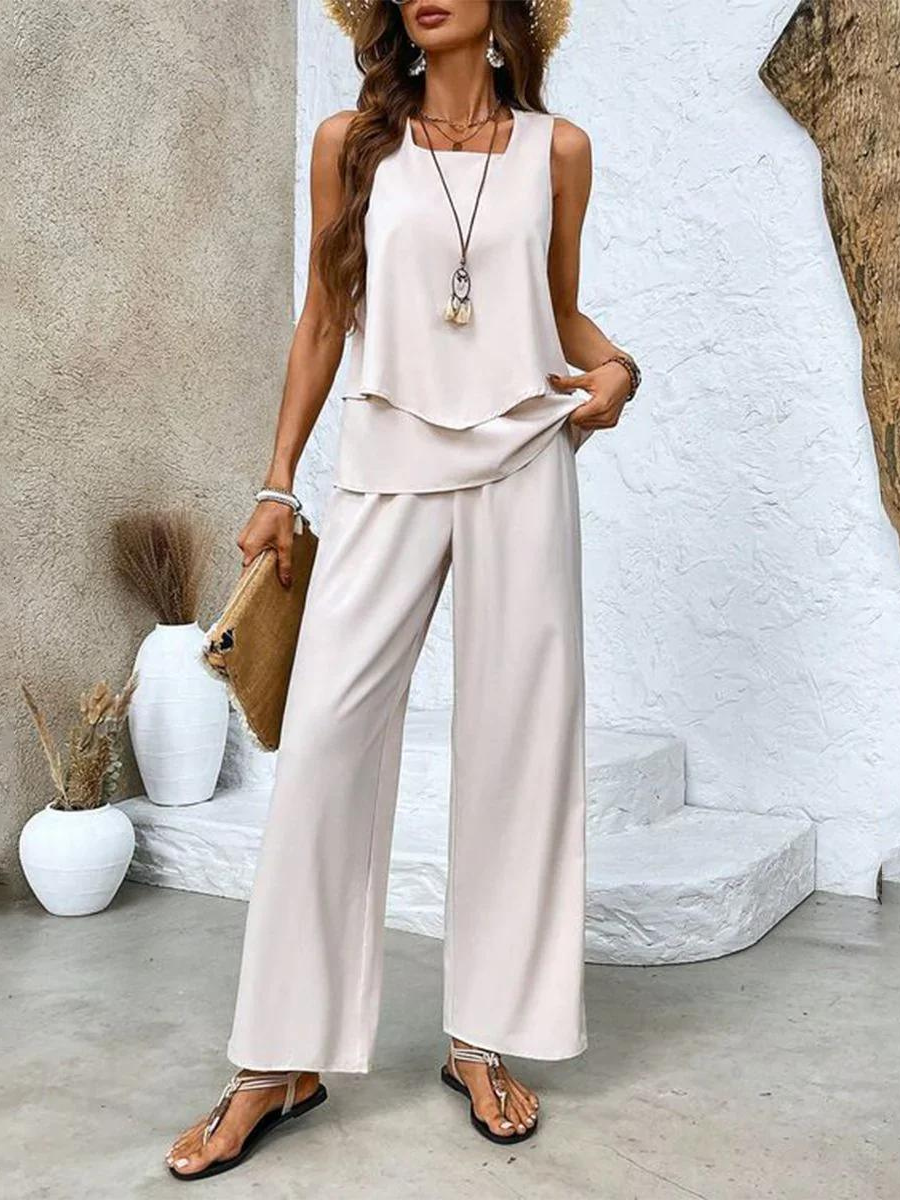 Ensemble décontracté assorti pour femme Pantalon fluide et débardeur