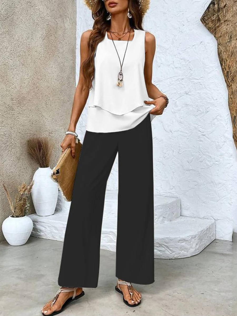 Ensemble décontracté assorti pour femme Pantalon fluide et débardeur