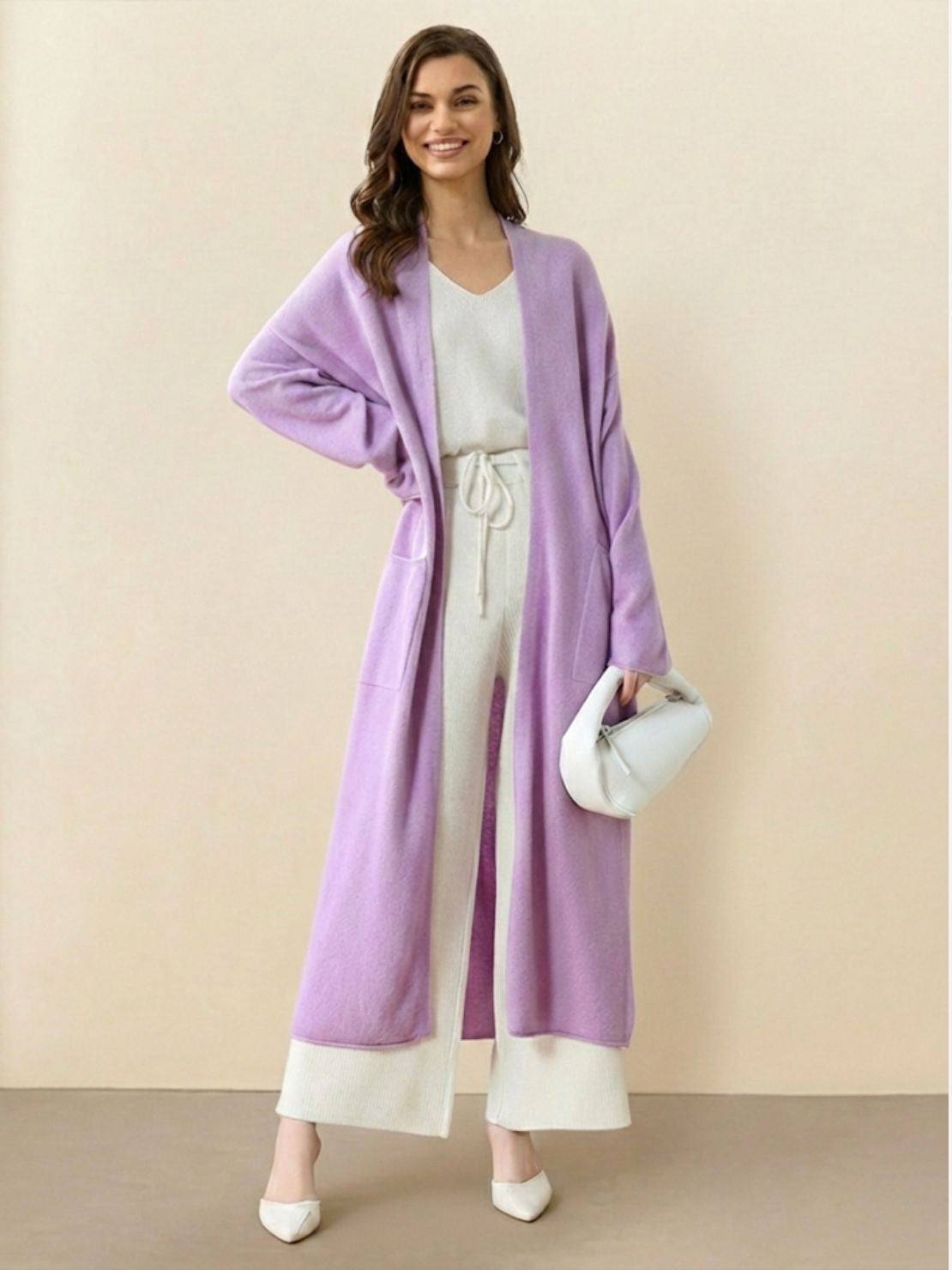 Women's Relaxed Fit Long Open-Front Knit Cardigan