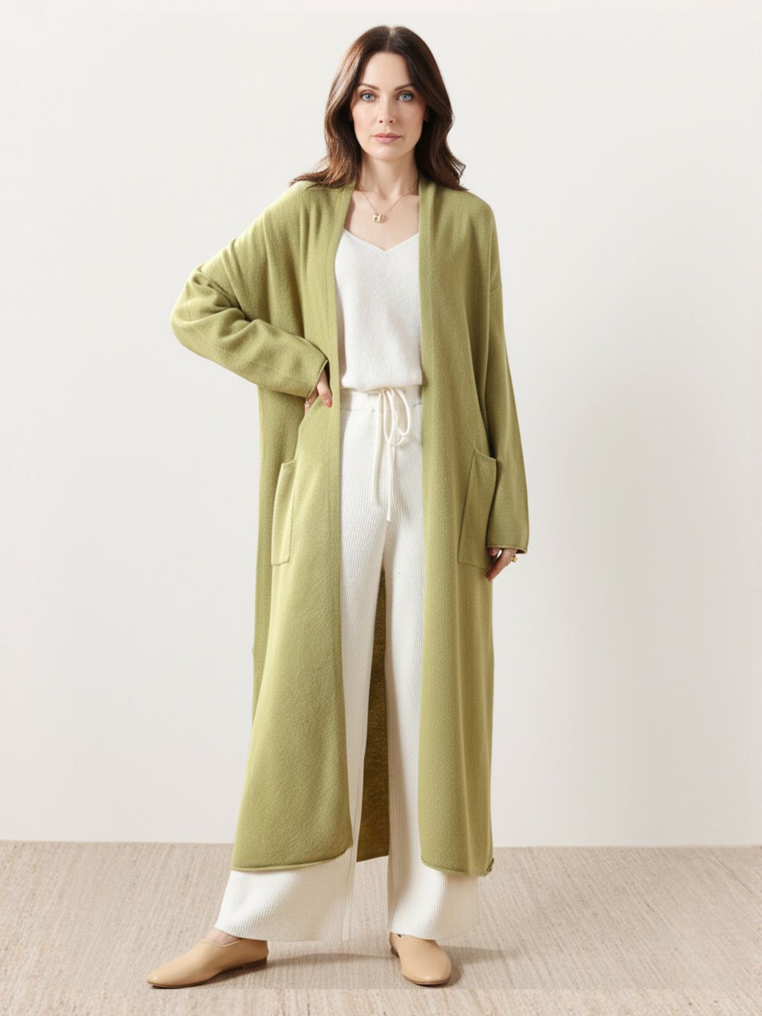 Women's Relaxed Fit Long Open-Front Knit Cardigan