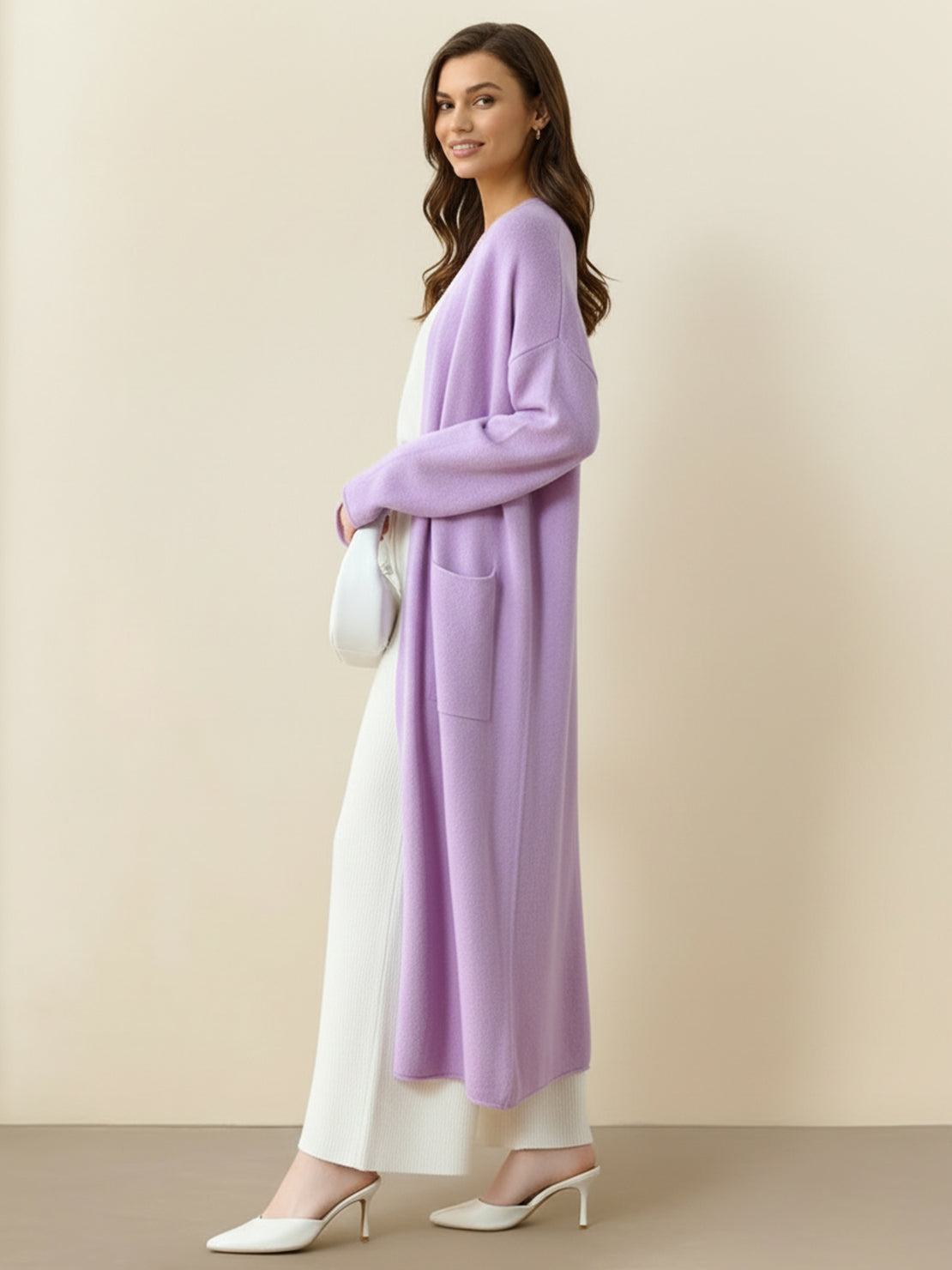 Women's Relaxed Fit Long Open-Front Knit Cardigan
