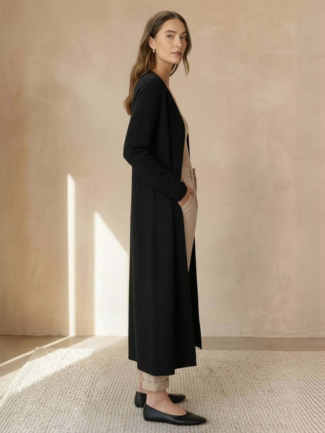 Women's Relaxed Fit Long Open-Front Knit Cardigan