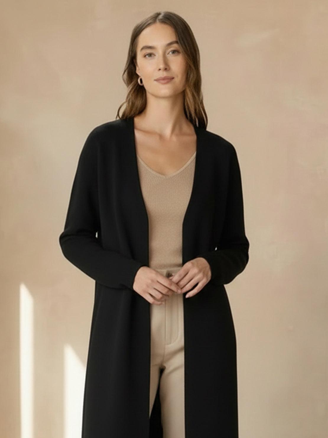 Women's Relaxed Fit Long Open-Front Knit Cardigan