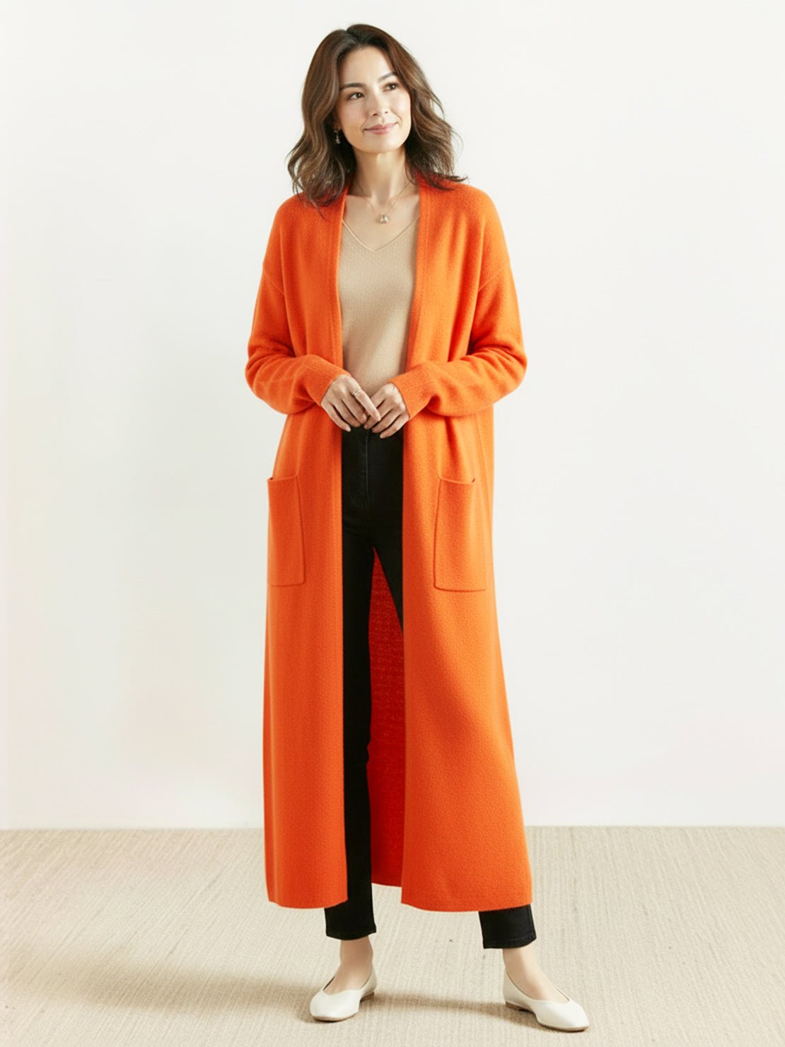 Women's Relaxed Fit Long Open-Front Knit Cardigan