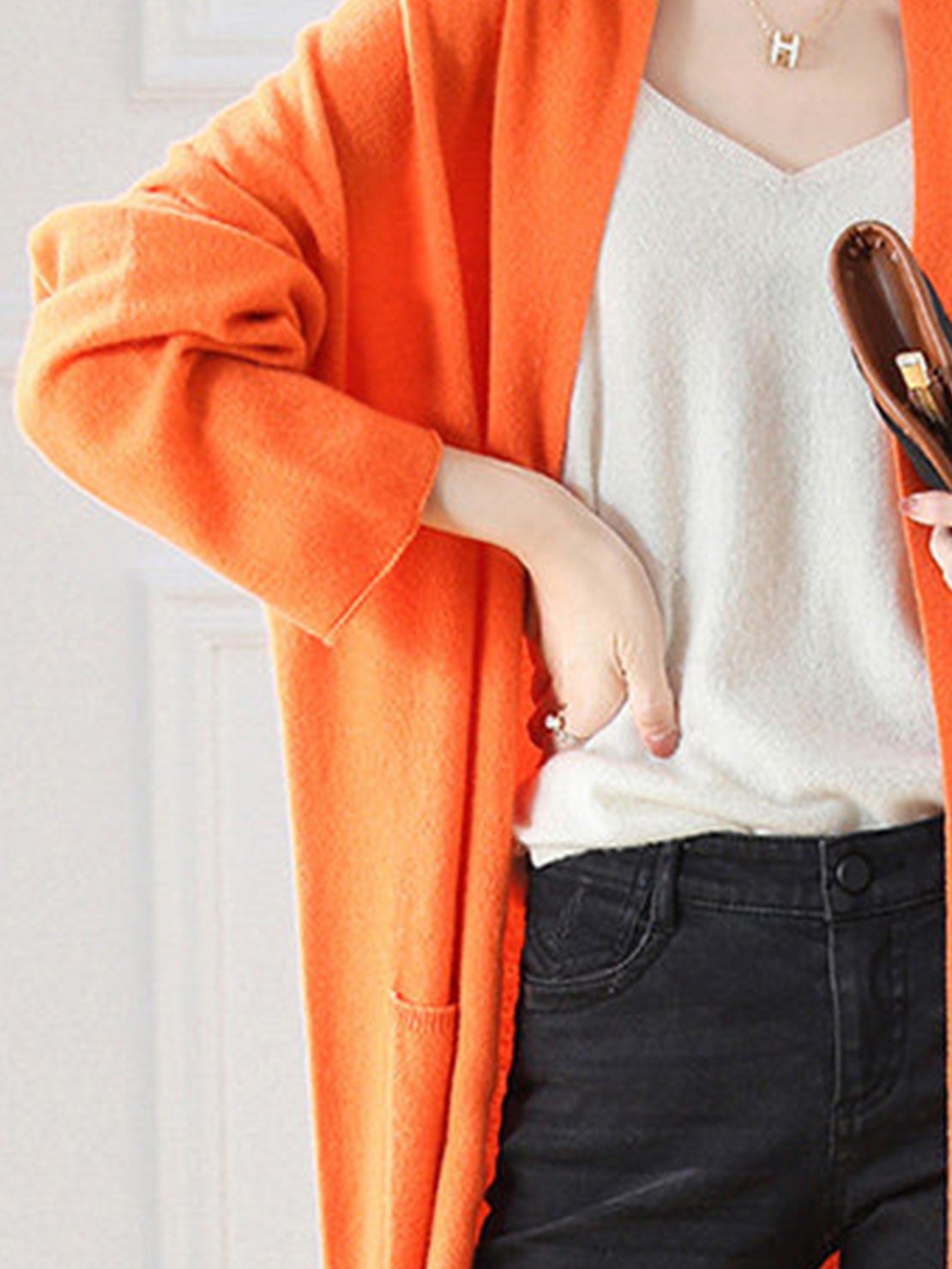Women's Relaxed Fit Long Open-Front Knit Cardigan