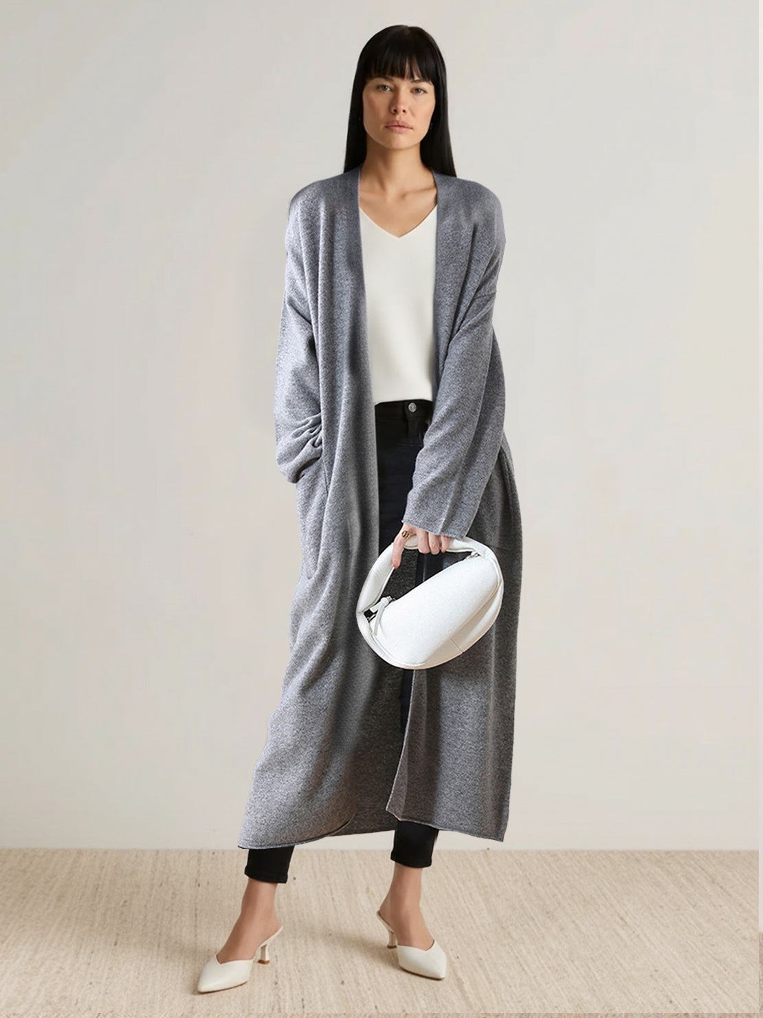 Women's Relaxed Fit Long Open-Front Knit Cardigan